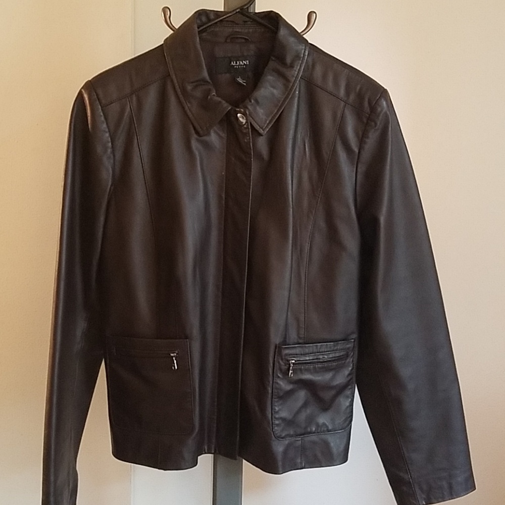 Alfani petite leather jacket